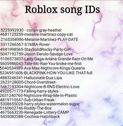 Break Free: 1845243312. . Song codes for roblox
